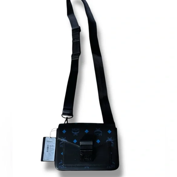 MCM Color Splash Logo Small Crossbody Bag in "Vallarta Blue" Colorway UNISEX NWT - Picture 3 of 15